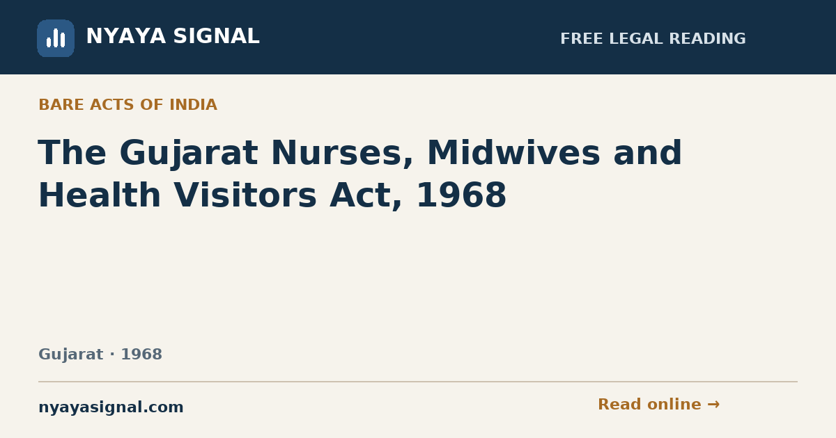 The Gujarat Nurses, Midwives and Health Visitors Act, 1968 | NYAYA SIGNAL