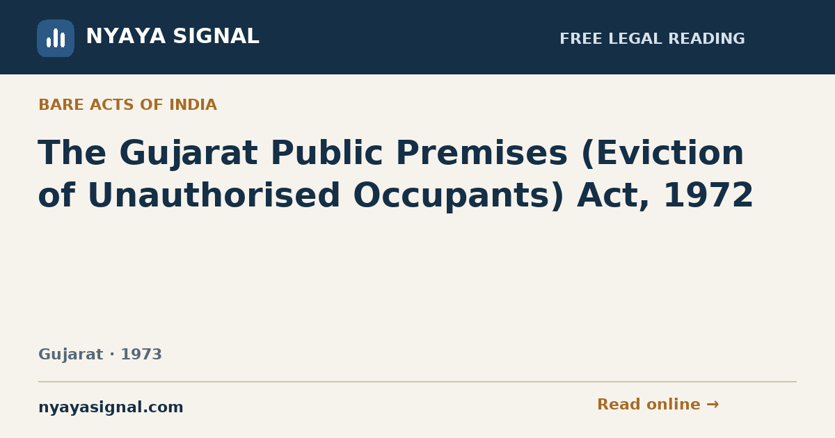 The Gujarat Public Premises (Eviction of Unauthorised Occupants) Act, 1972 | NYAYA SIGNAL