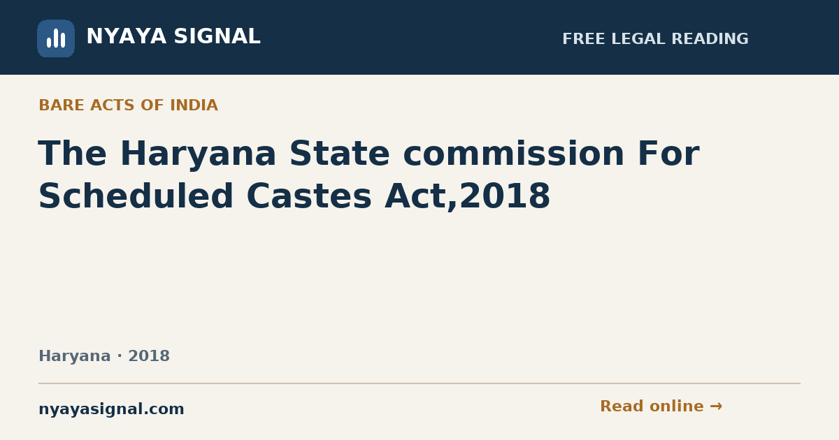 The Haryana State commission For Scheduled Castes Act,2018 | NYAYA SIGNAL