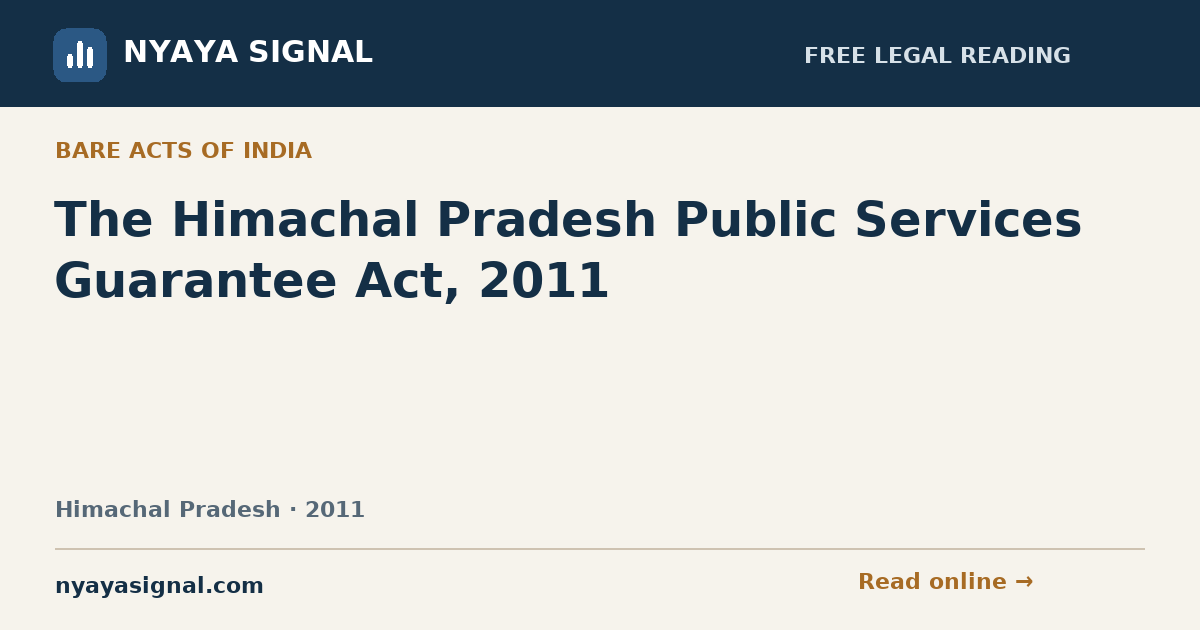 The Himachal Pradesh Public Services Guarantee Act, 2011 | NYAYA SIGNAL