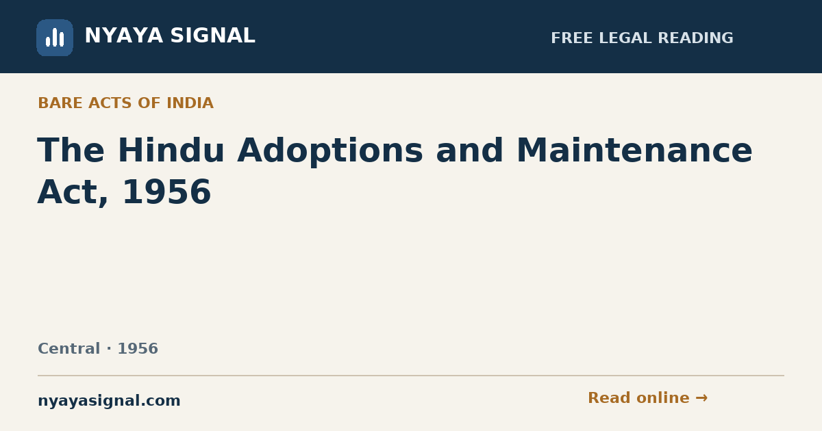 The Hindu Adoptions and Maintenance Act, 1956 | NYAYA SIGNAL