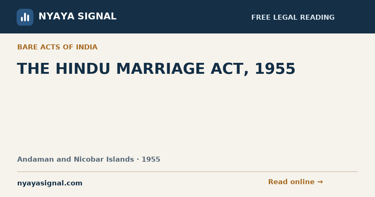 THE HINDU MARRIAGE ACT, 1955 | NYAYA SIGNAL