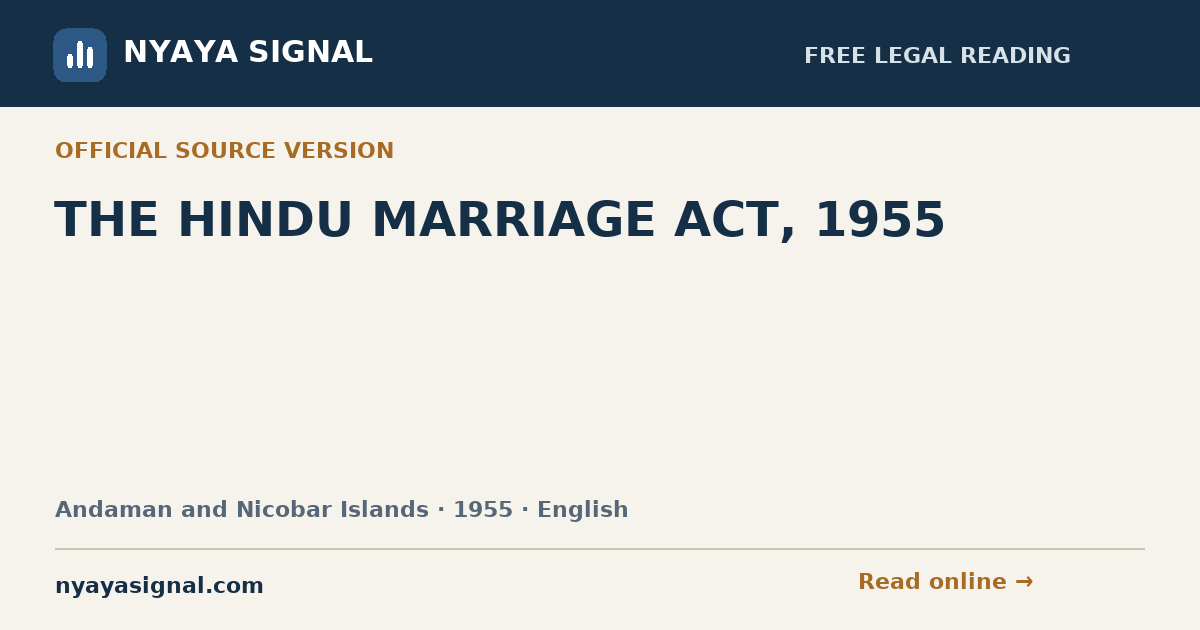 THE HINDU MARRIAGE ACT, 1955 — English | NYAYA SIGNAL