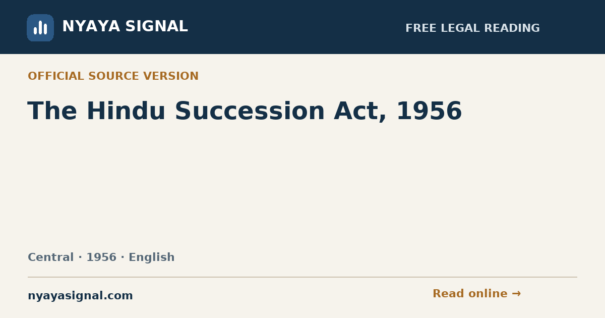 The Hindu Succession Act, 1956 — English | NYAYA SIGNAL