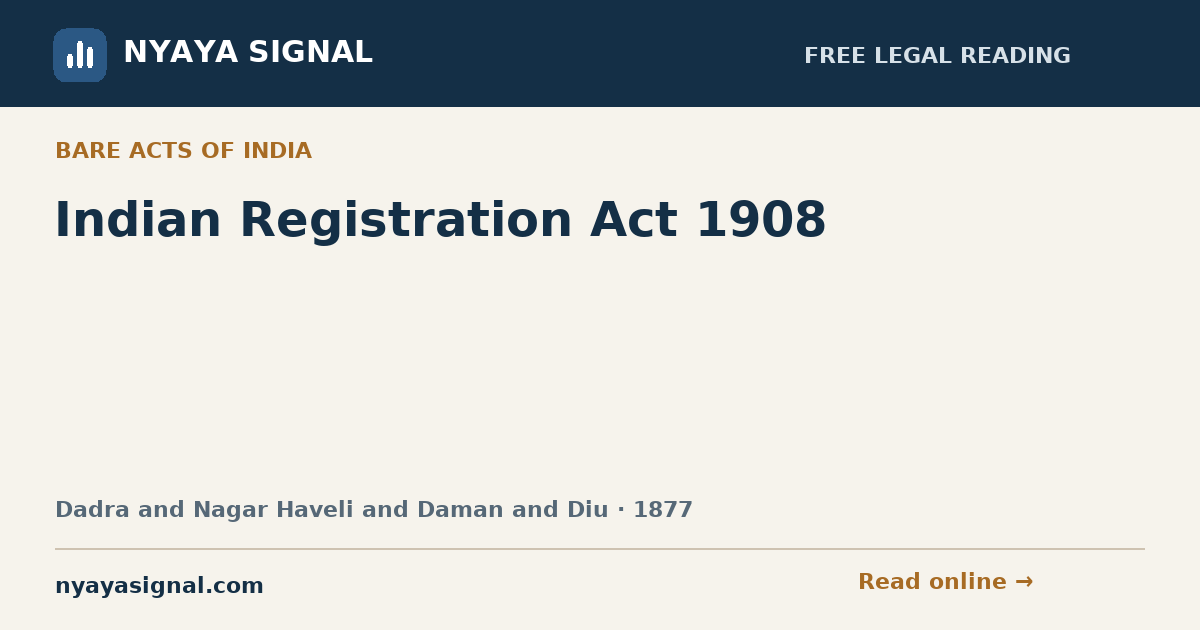 Indian Registration Act 1908 | NYAYA SIGNAL