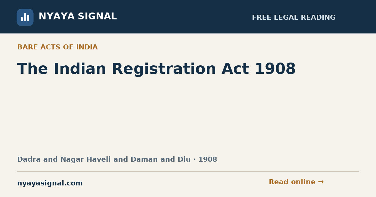 The Indian Registration Act 1908 | NYAYA SIGNAL