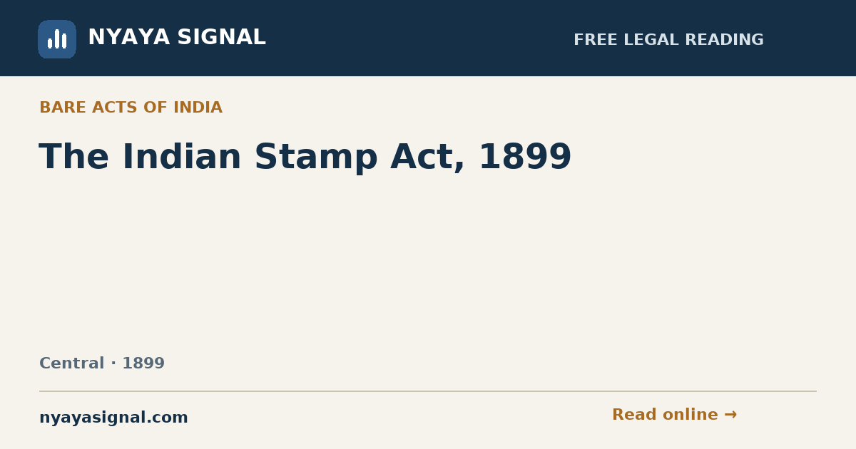 The Indian Stamp Act, 1899 | NYAYA SIGNAL