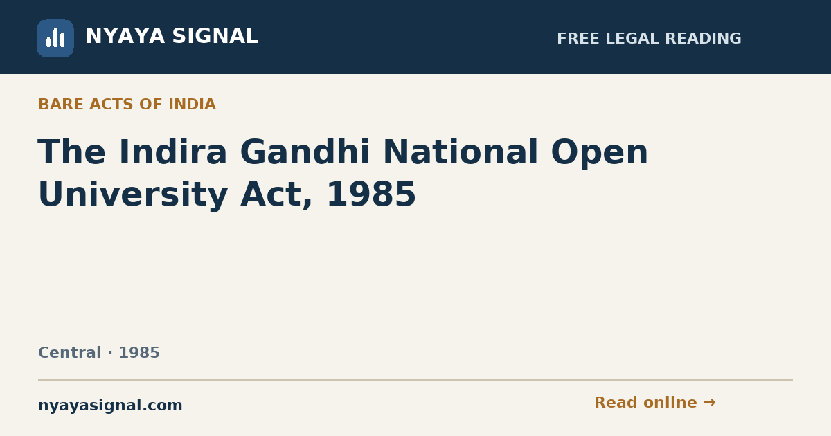 The Indira Gandhi National Open University Act, 1985 — Hindi | NYAYA SIGNAL