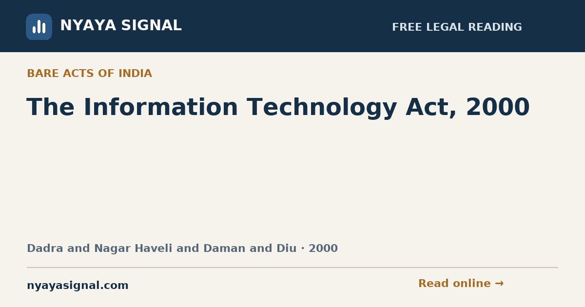 The Information Technology Act, 2000 | NYAYA SIGNAL