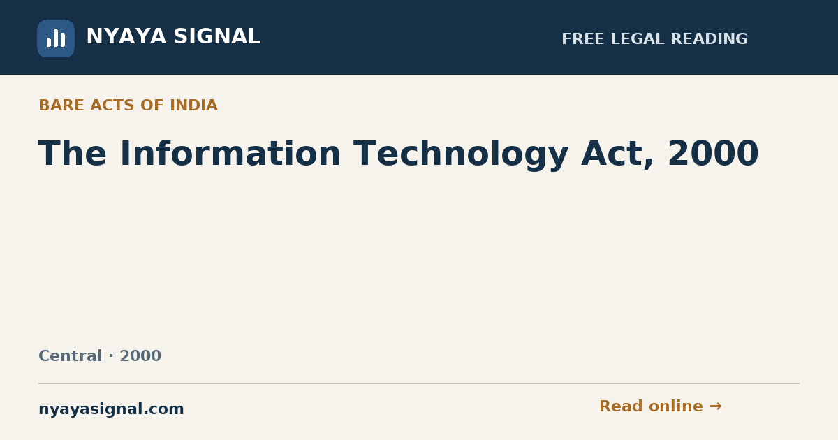 The Information Technology Act, 2000 | NYAYA SIGNAL