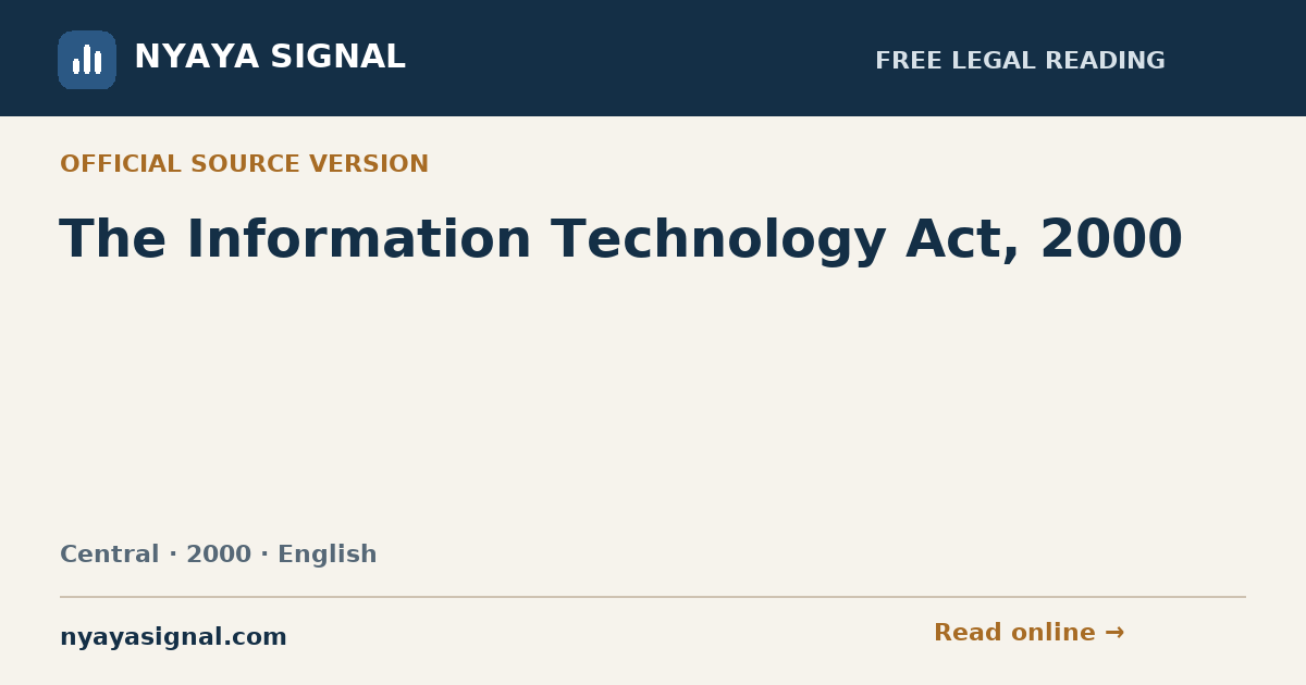 The Information Technology Act, 2000 — English | NYAYA SIGNAL