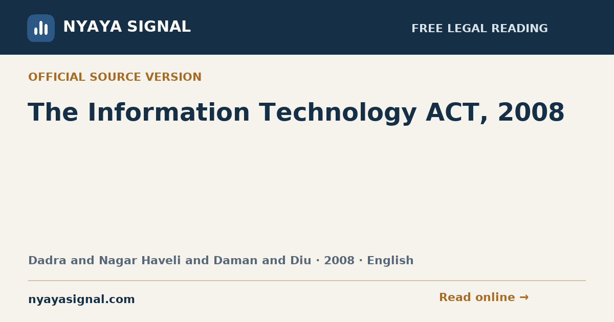 The Information Technology ACT, 2008 — English | NYAYA SIGNAL