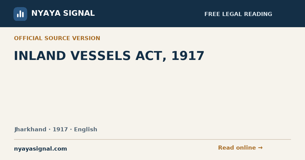 INLAND VESSELS ACT, 1917 — English | NYAYA SIGNAL