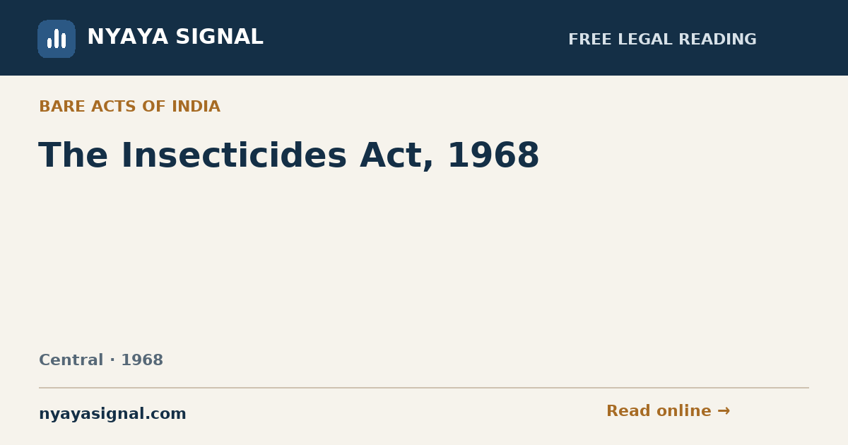 The Insecticides Act, 1968 | NYAYA SIGNAL