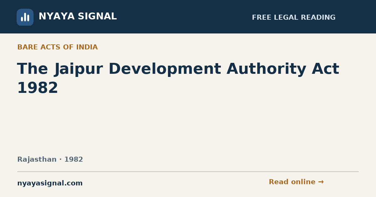 The Jaipur Development Authority Act 1982 | NYAYA SIGNAL