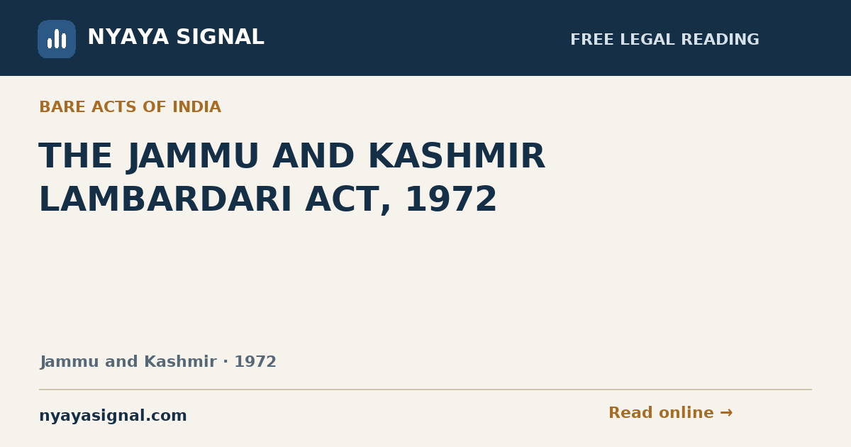THE JAMMU AND KASHMIR LAMBARDARI ACT, 1972 — Language not labelled by source | NYAYA SIGNAL