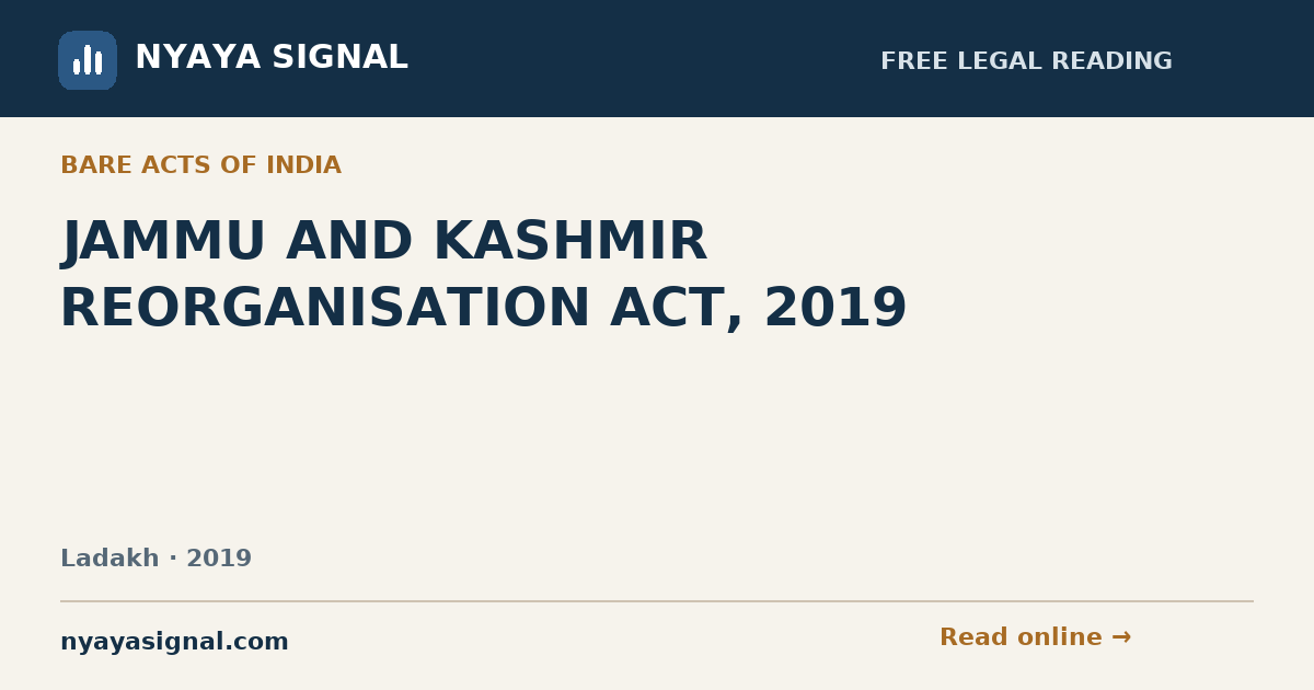 JAMMU AND KASHMIR REORGANISATION ACT, 2019 | NYAYA SIGNAL