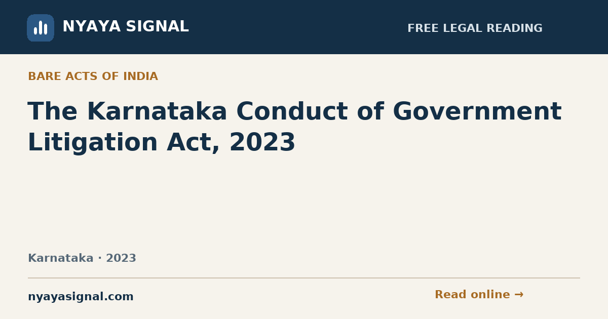 The Karnataka Conduct of Government Litigation Act, 2023 | NYAYA SIGNAL