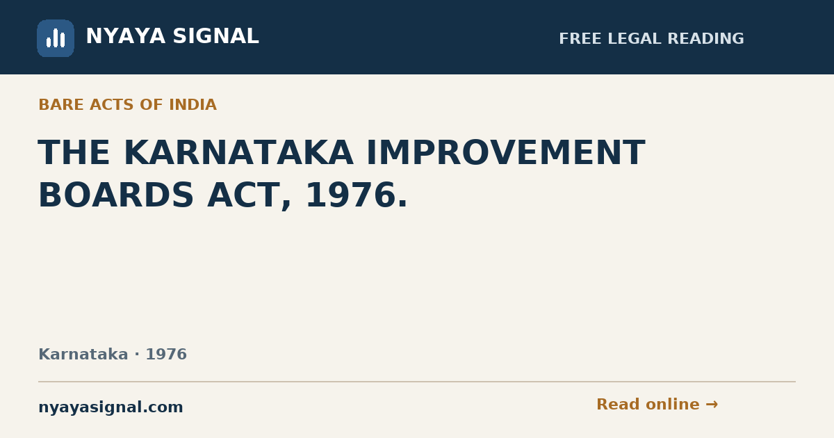 THE KARNATAKA IMPROVEMENT BOARDS ACT, 1976. | NYAYA SIGNAL