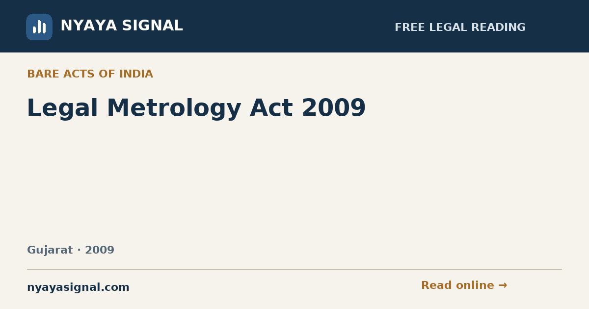 Legal Metrology Act 2009 | NYAYA SIGNAL