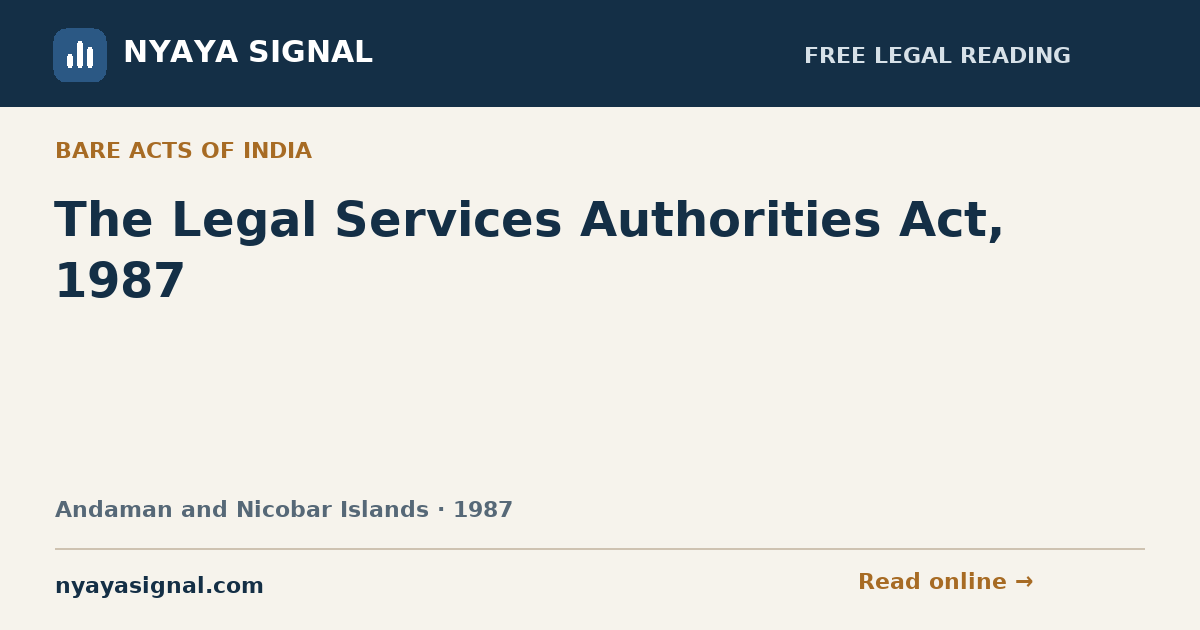 The Legal Services Authorities Act, 1987 | NYAYA SIGNAL