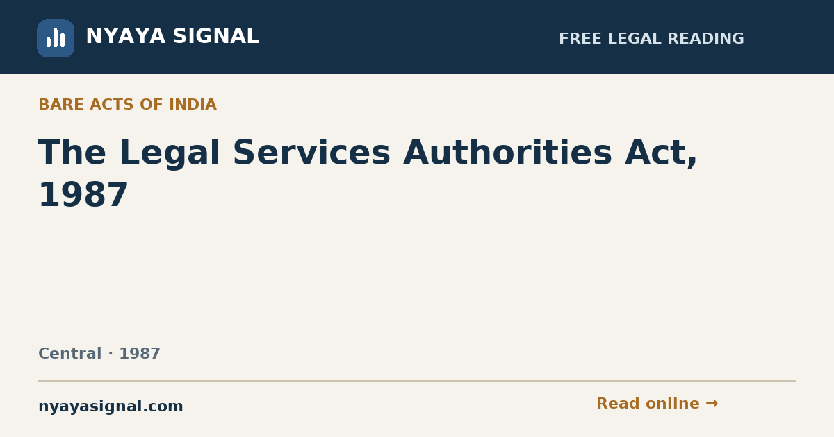 The Legal Services Authorities Act, 1987 | NYAYA SIGNAL