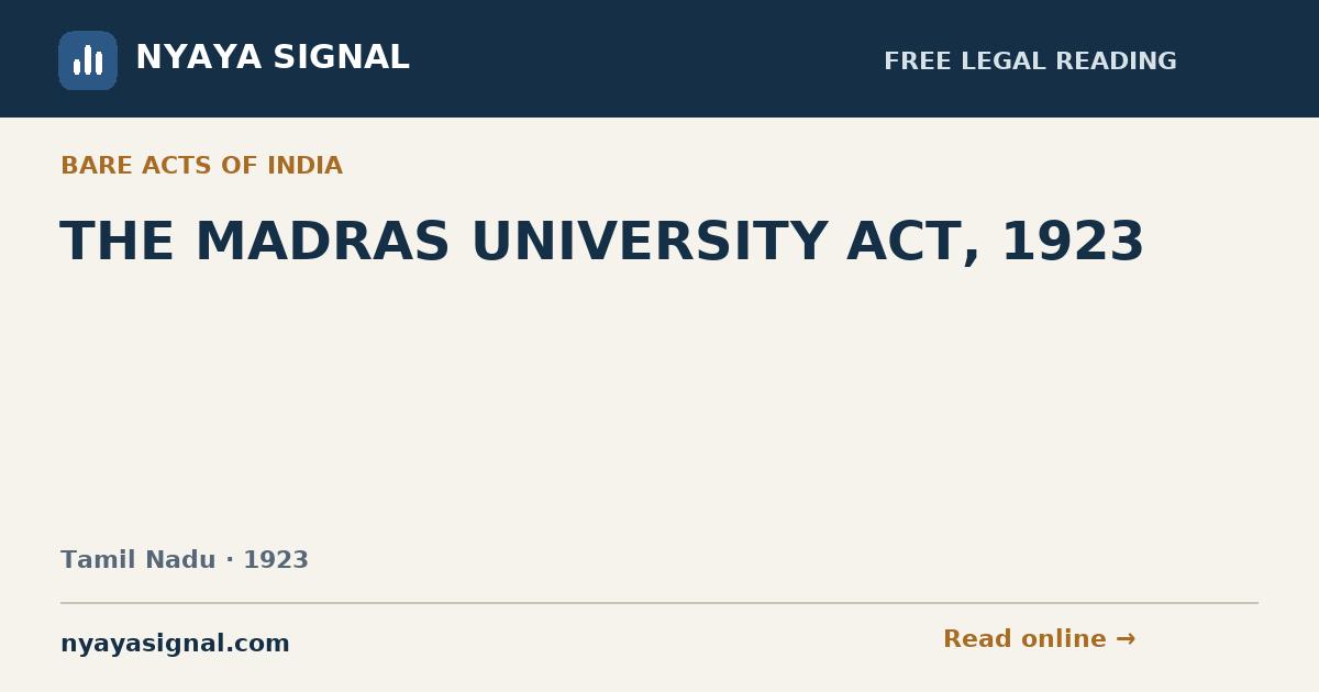 THE MADRAS UNIVERSITY ACT, 1923 | NYAYA SIGNAL