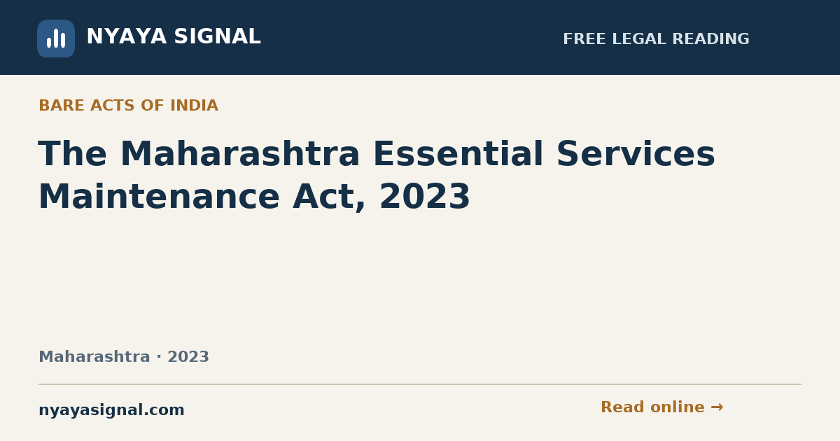The Maharashtra Essential Services Maintenance Act, 2023 — Language not labelled by source | NYAYA SIGNAL