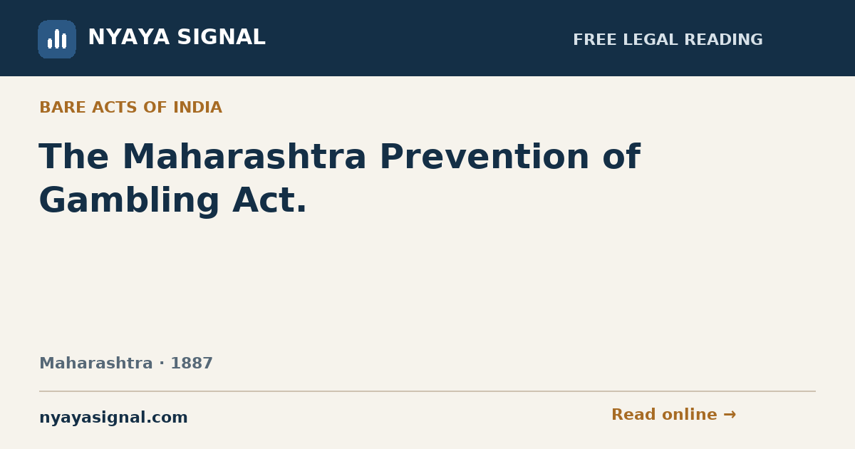 The Maharashtra Prevention of Gambling Act. | NYAYA SIGNAL