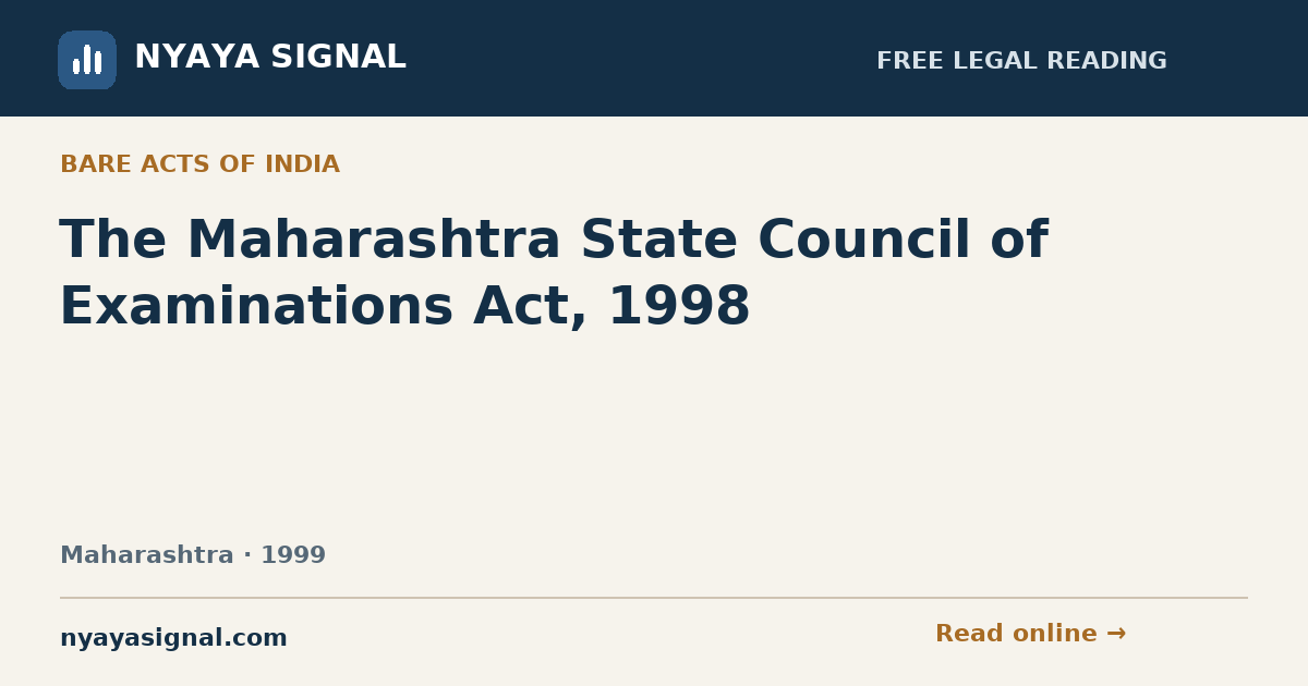 The Maharashtra State Council of Examinations Act, 1998 | NYAYA SIGNAL