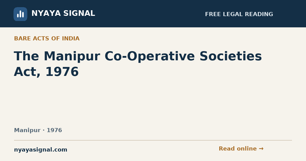 The Manipur Co-Operative Societies Act, 1976 | NYAYA SIGNAL