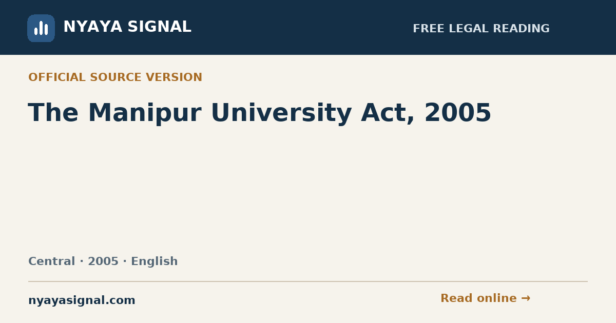 The Manipur University Act, 2005 — English | NYAYA SIGNAL