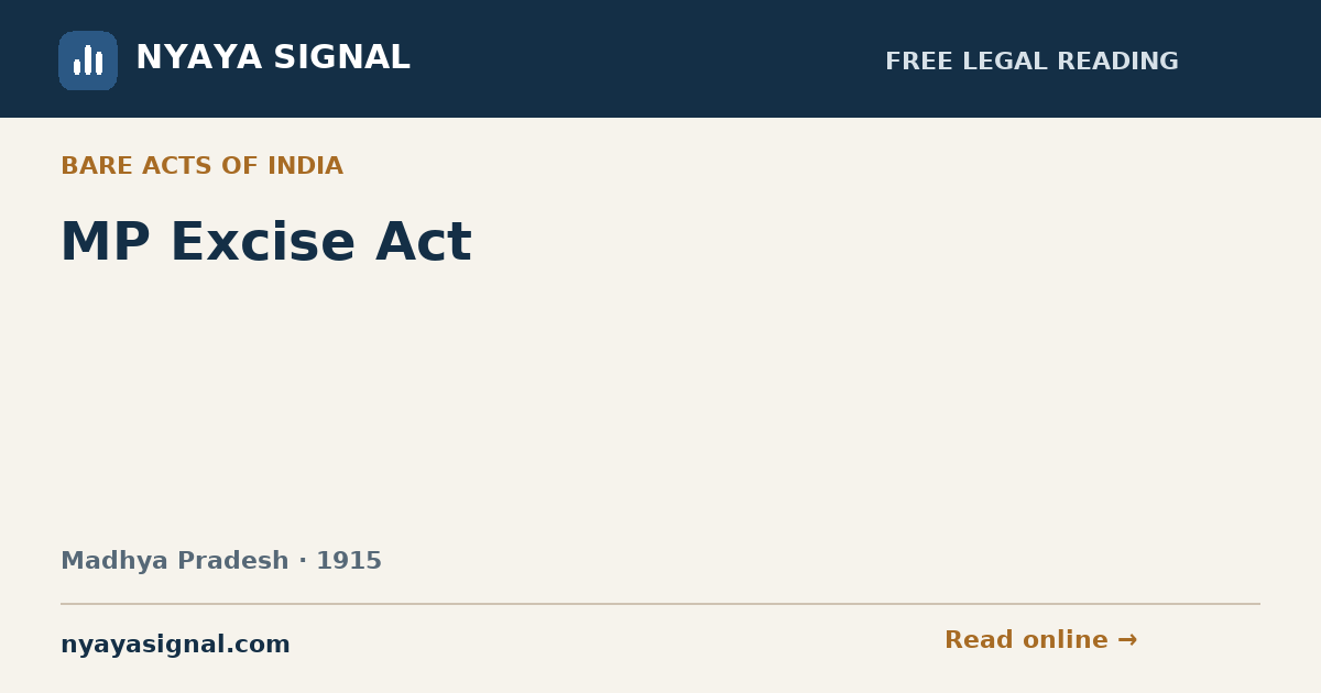 MP Excise Act | NYAYA SIGNAL