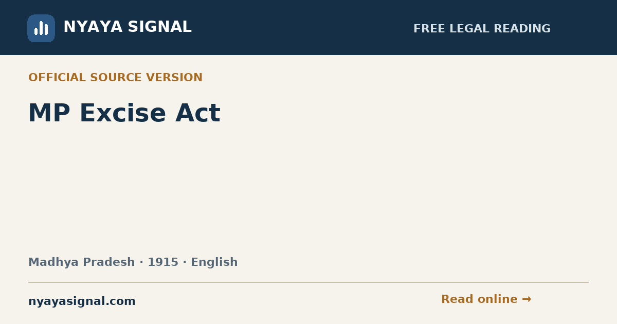 MP Excise Act — English | NYAYA SIGNAL