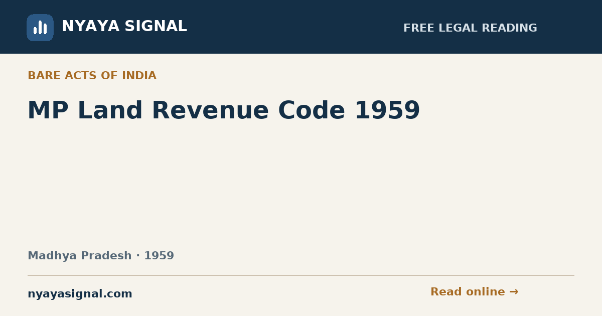 MP Land Revenue Code 1959 | NYAYA SIGNAL