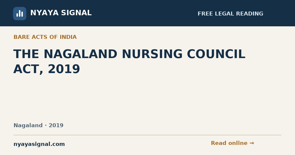 THE NAGALAND NURSING COUNCIL ACT, 2019 | NYAYA SIGNAL