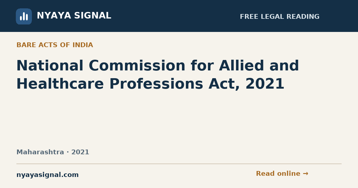 National Commission for Allied and Healthcare Professions Act, 2021 | NYAYA SIGNAL
