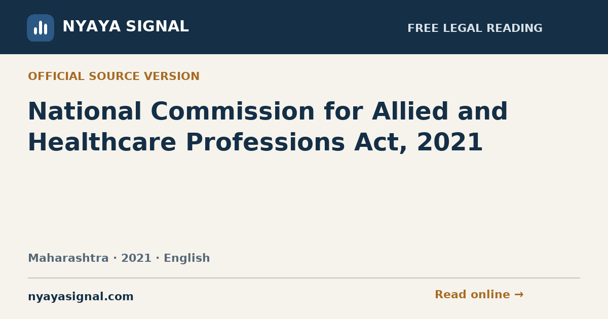 National Commission for Allied and Healthcare Professions Act, 2021 — English | NYAYA SIGNAL