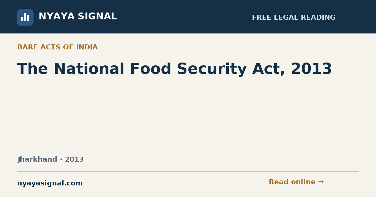 The National Food Security Act, 2013 — Language not labelled by source | NYAYA SIGNAL