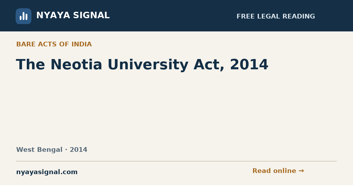 The Neotia University Act, 2014 | NYAYA SIGNAL