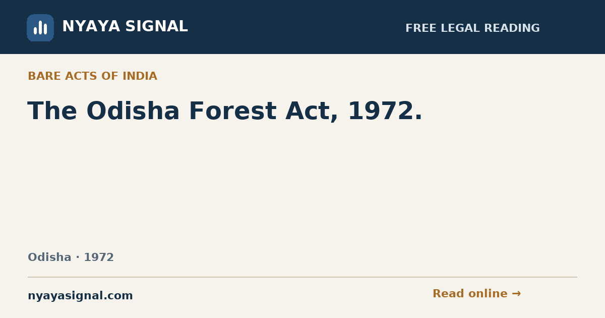 The Odisha Forest Act, 1972. | NYAYA SIGNAL