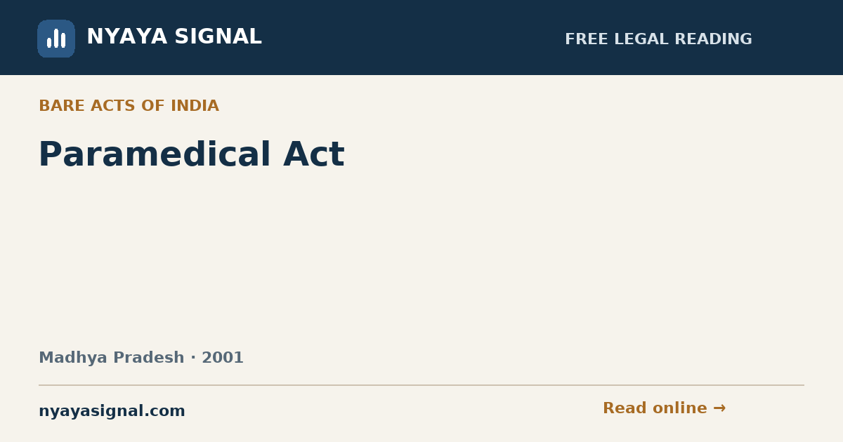 Paramedical Act | NYAYA SIGNAL