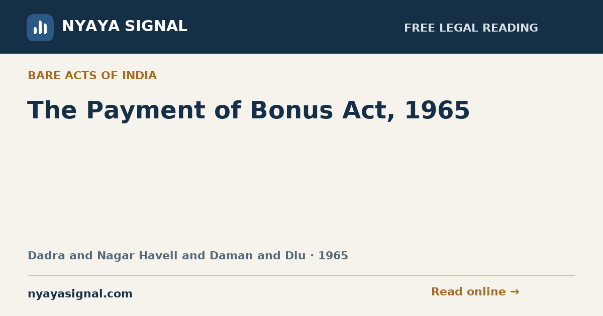 The Payment of Bonus Act, 1965 | NYAYA SIGNAL