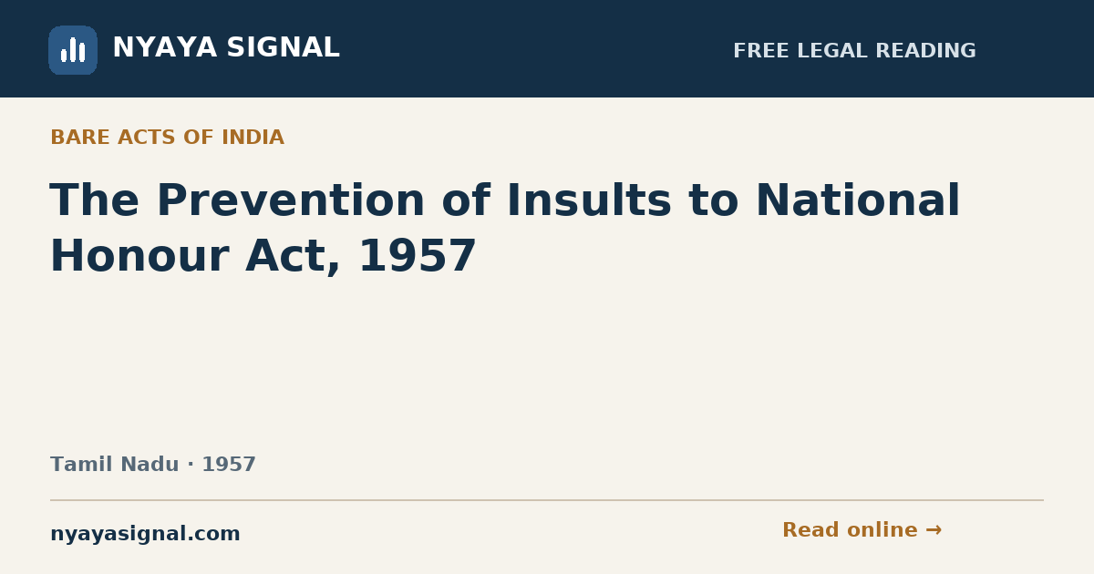 The Prevention of Insults to National Honour Act, 1957 | NYAYA SIGNAL