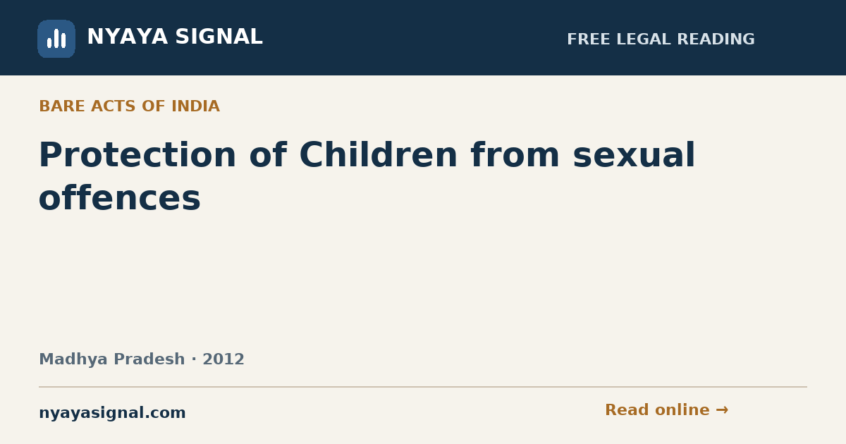 Protection of Children from sexual offences | NYAYA SIGNAL