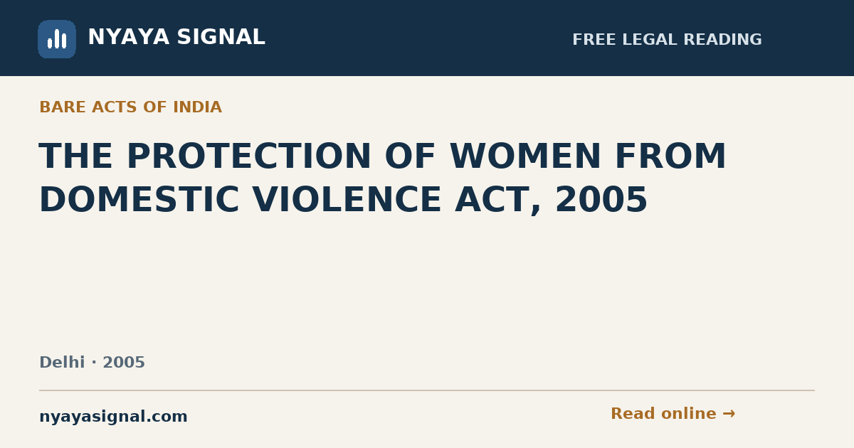 THE PROTECTION OF WOMEN FROM DOMESTIC VIOLENCE ACT, 2005 | NYAYA SIGNAL
