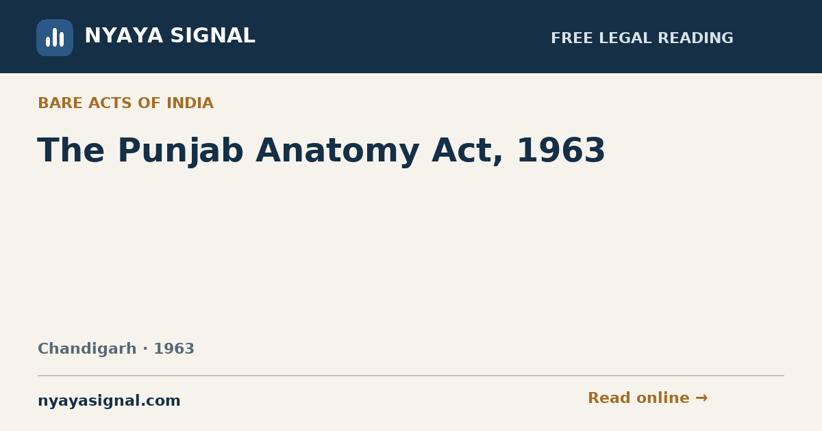 The Punjab Anatomy Act, 1963 | NYAYA SIGNAL