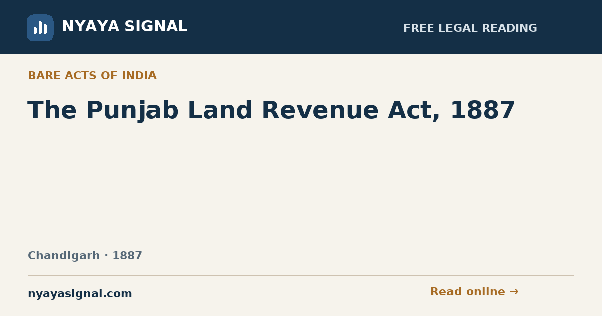 The Punjab Land Revenue Act, 1887 | NYAYA SIGNAL