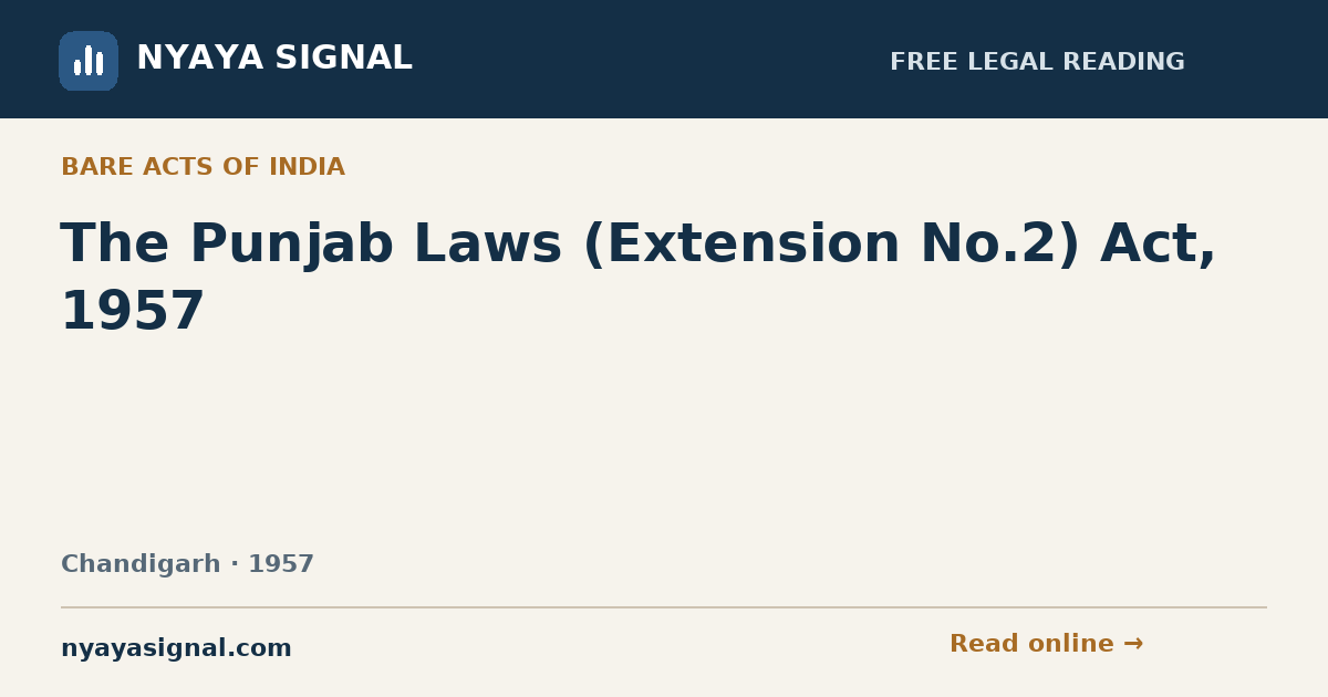 The Punjab Laws (Extension No.2) Act, 1957 | NYAYA SIGNAL