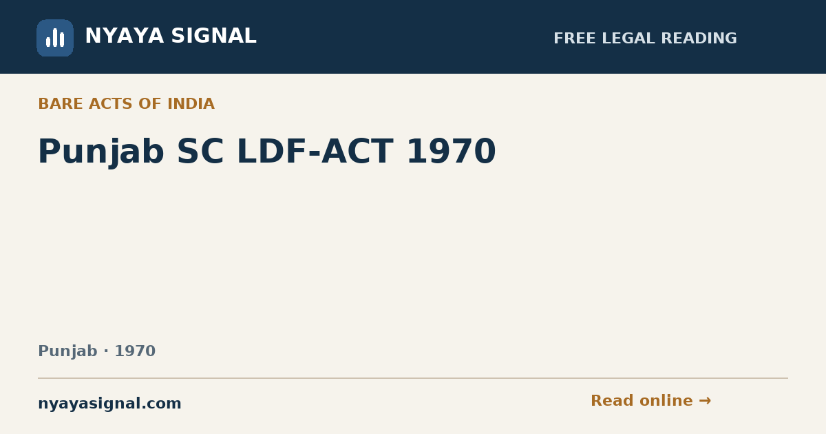 Punjab SC LDF-ACT 1970 | NYAYA SIGNAL